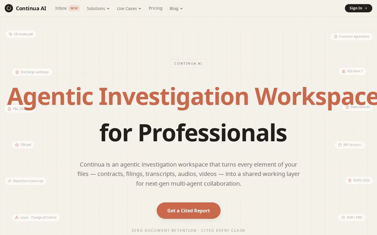 Continua AI homepage screenshot
