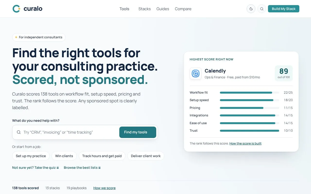 curalo homepage screenshot