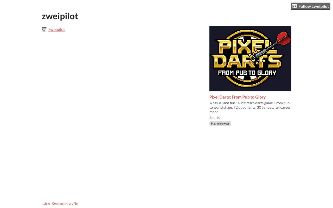 Pixel Darts: From Pub to Glory homepage screenshot