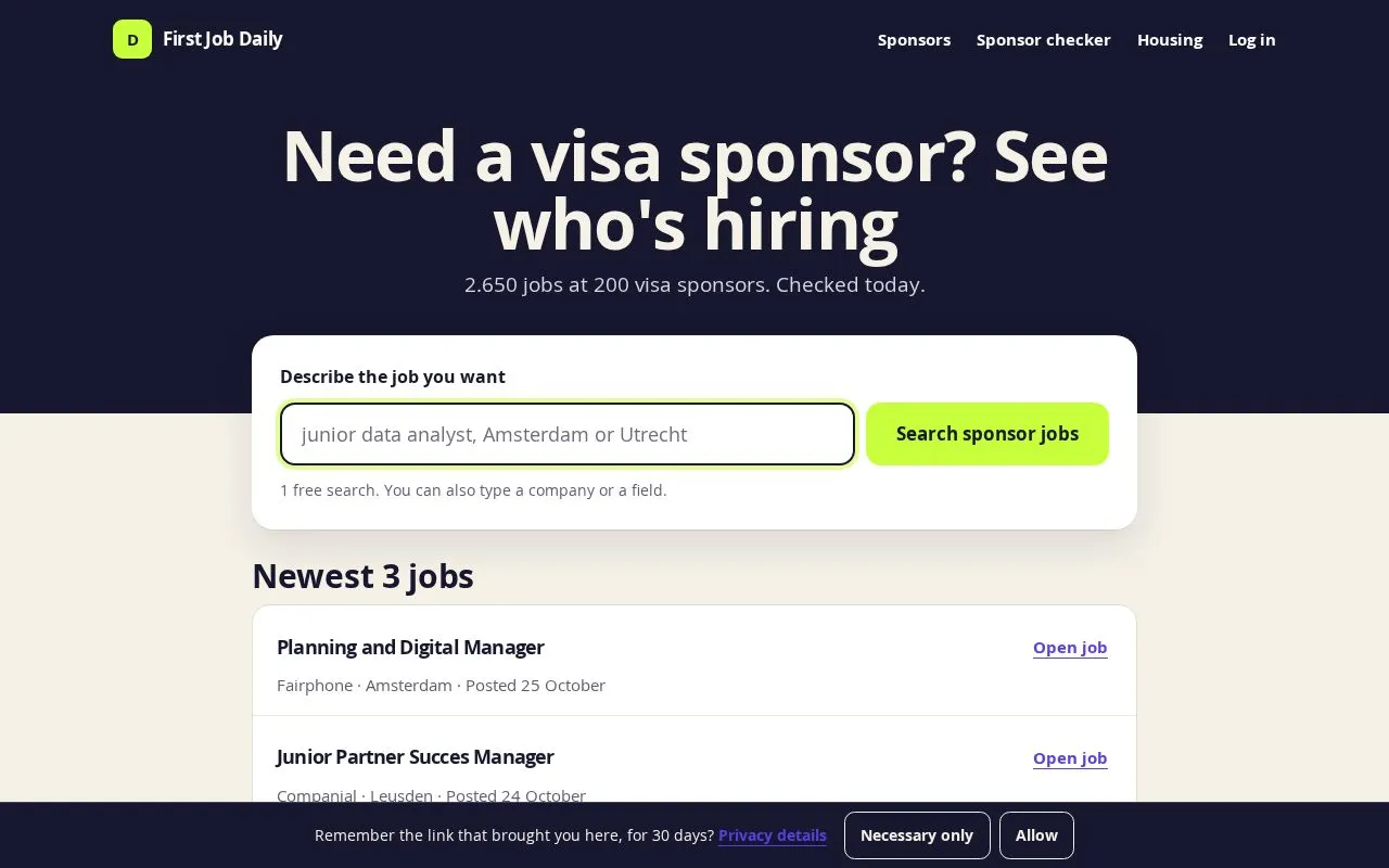 First Job Daily homepage screenshot