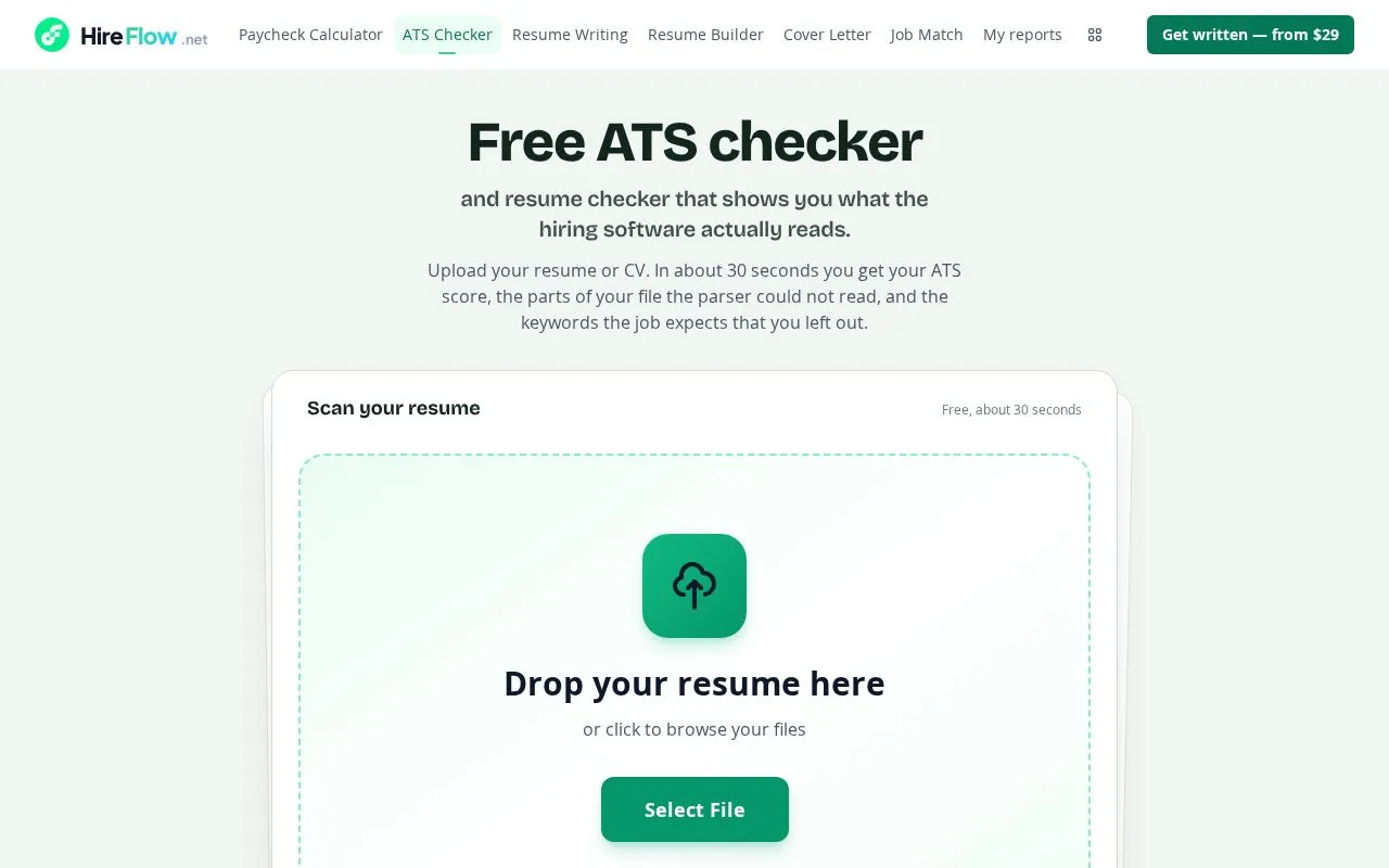 HireFlow homepage screenshot