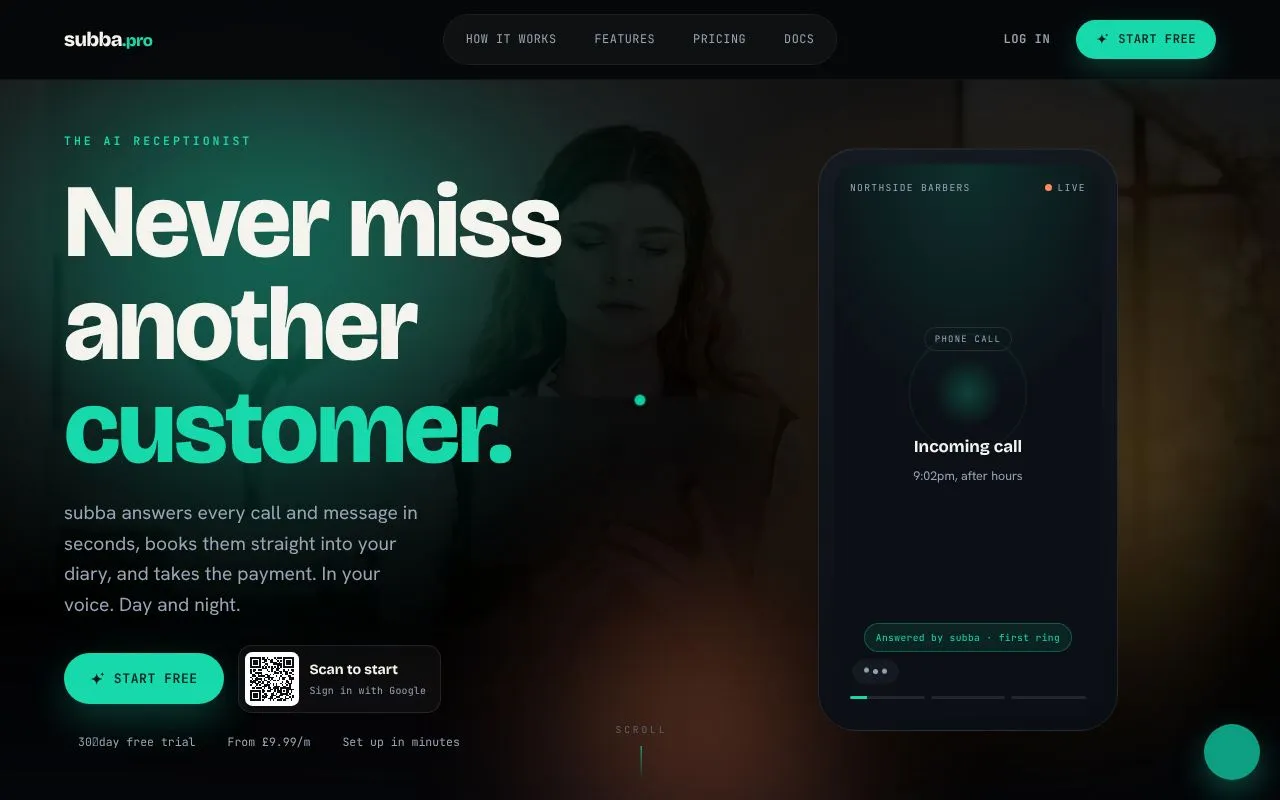 subba homepage screenshot
