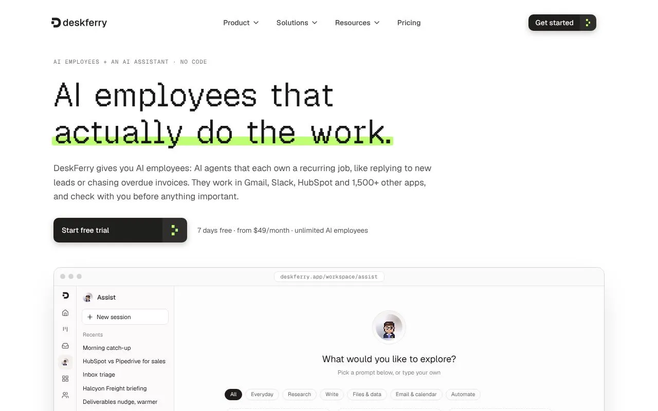 DeskFerry homepage screenshot