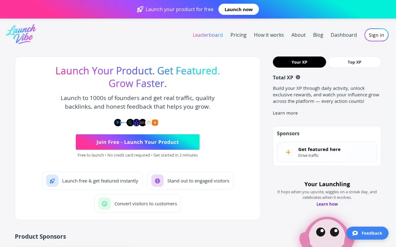 LaunchVibe homepage screenshot