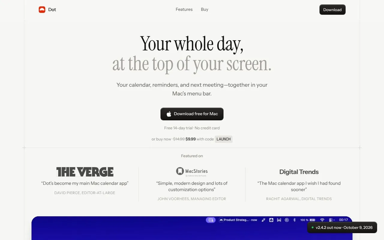 Dot homepage screenshot