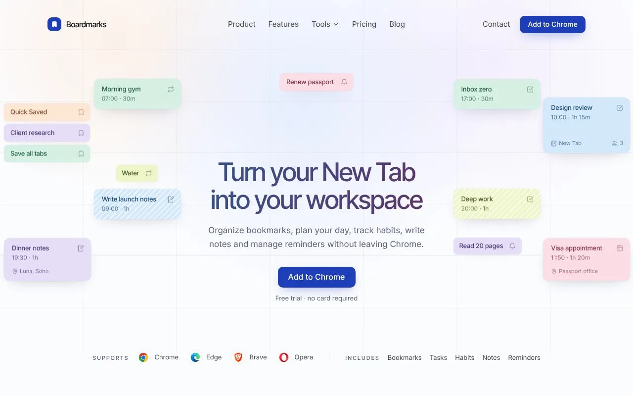 Boardmarks homepage screenshot
