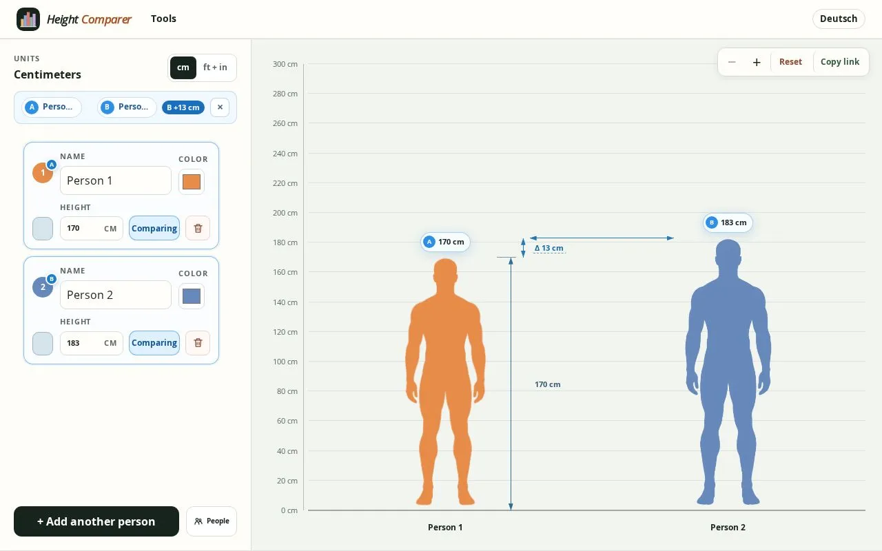 Height Comparer homepage screenshot