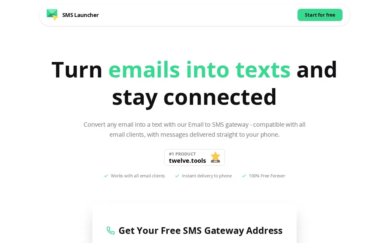 SMS Launcher homepage screenshot