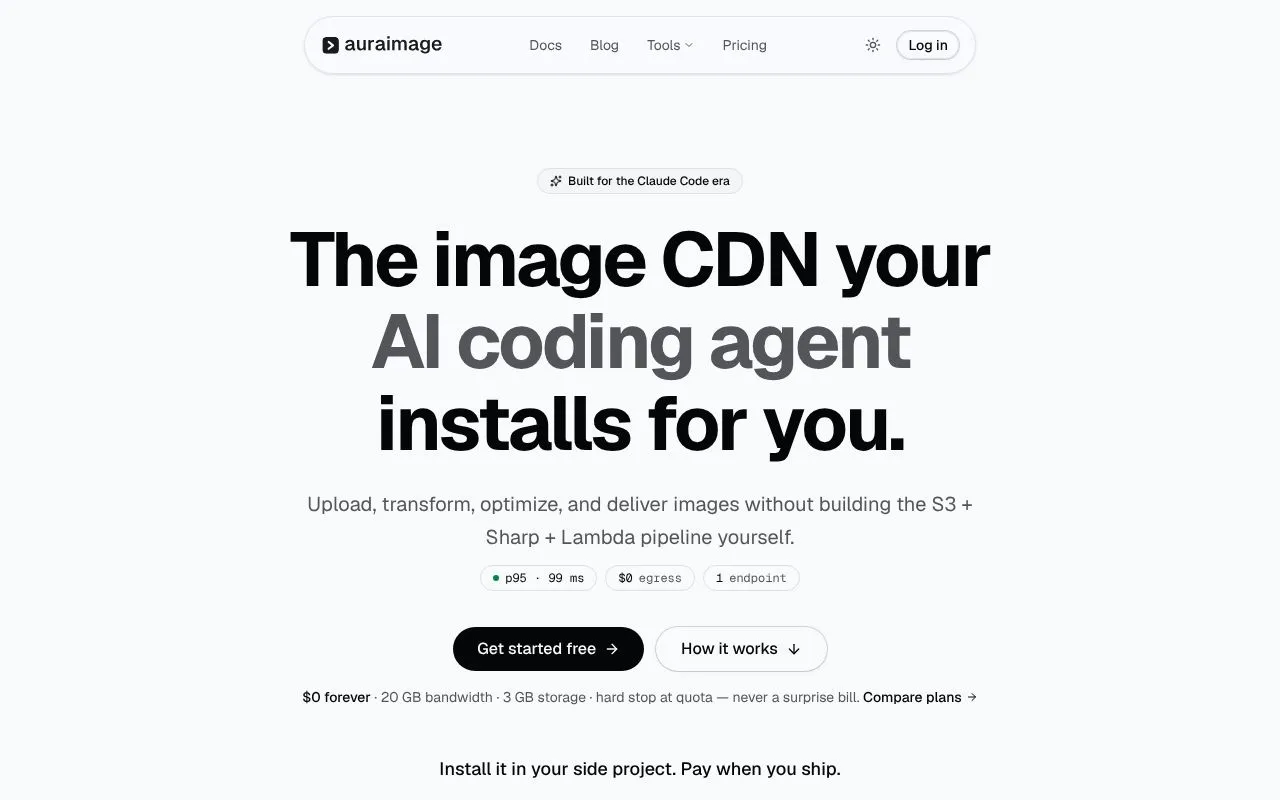 AuraImage homepage screenshot