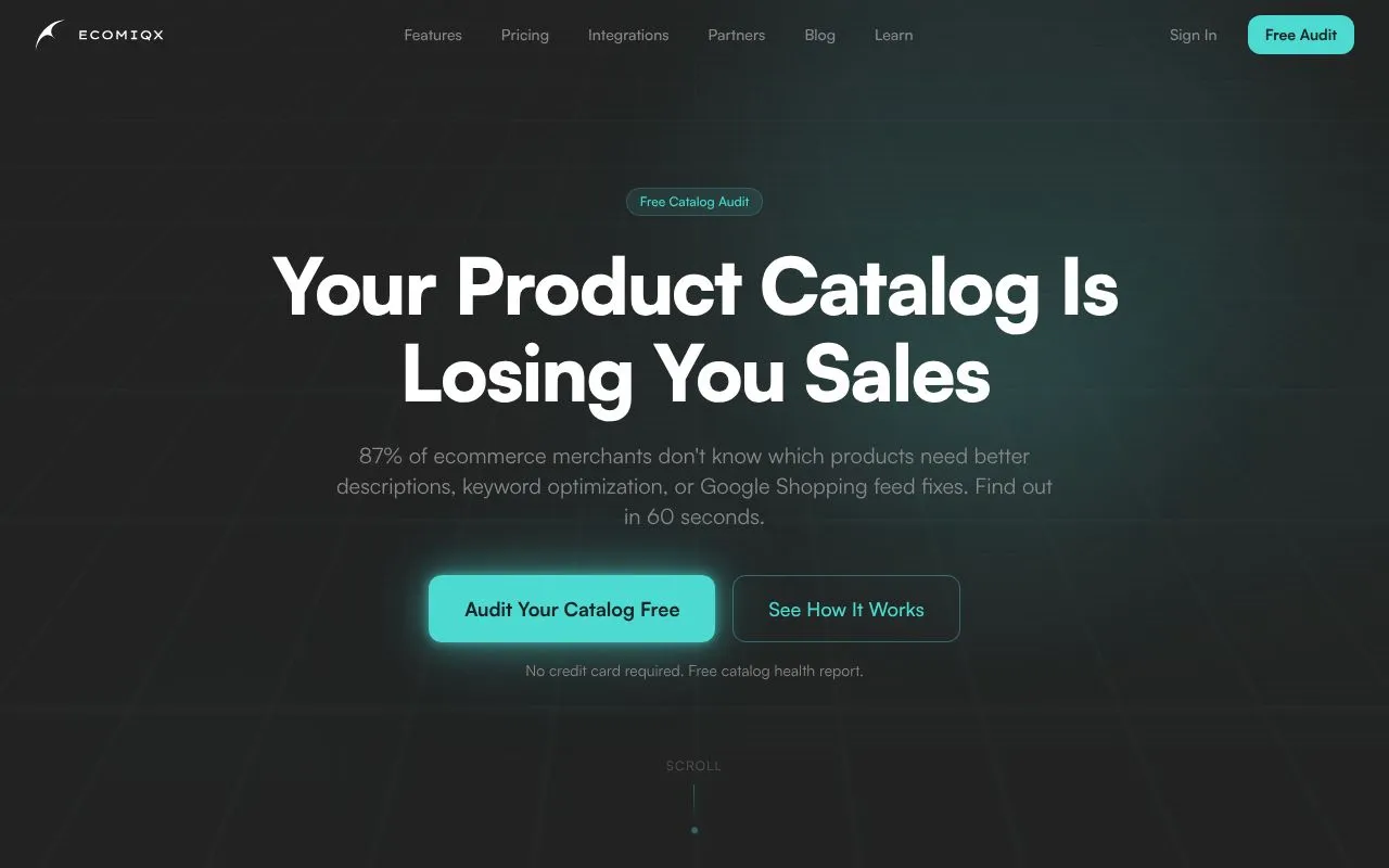 EcomIQX homepage screenshot