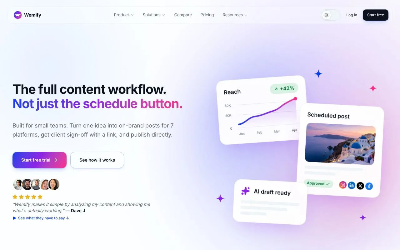 Wemify homepage screenshot
