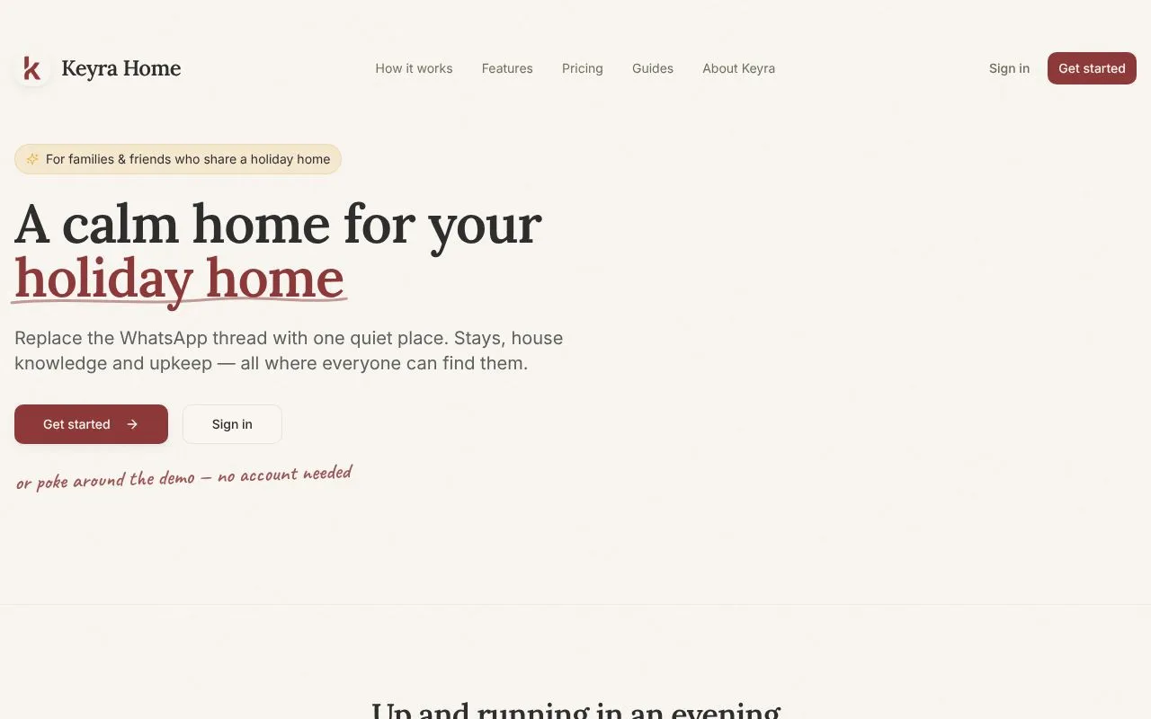 Keyra Home homepage screenshot