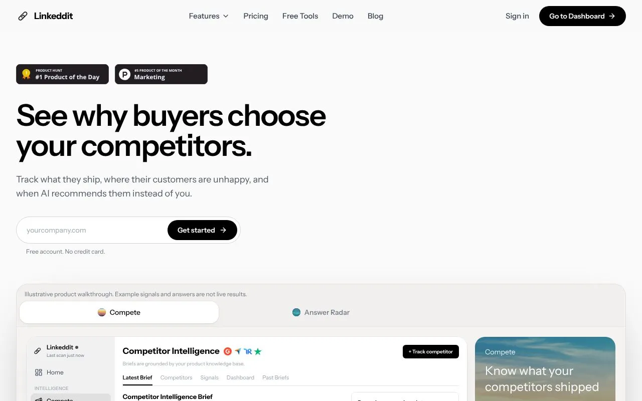 Linkeddit homepage screenshot