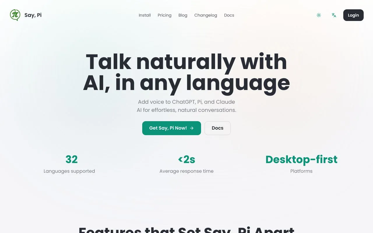 Say, Pi homepage screenshot