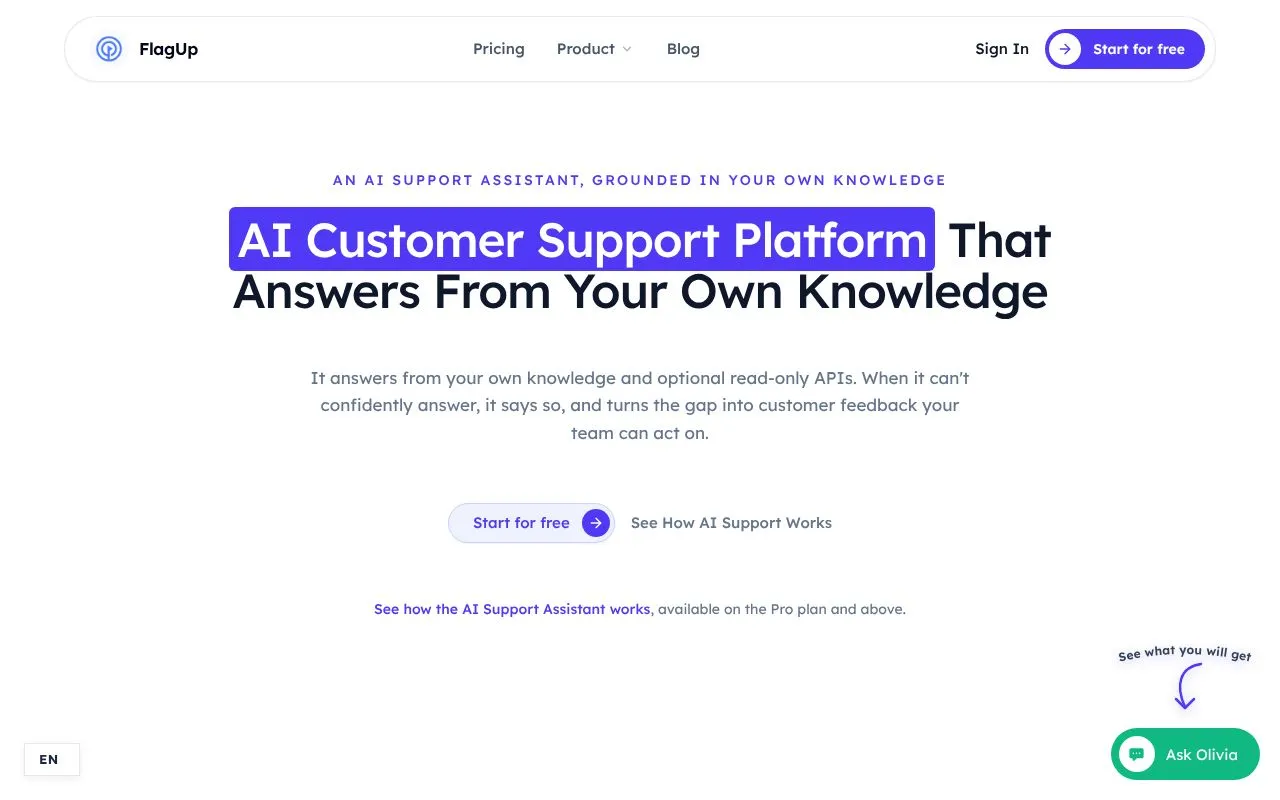 FlagUp homepage screenshot