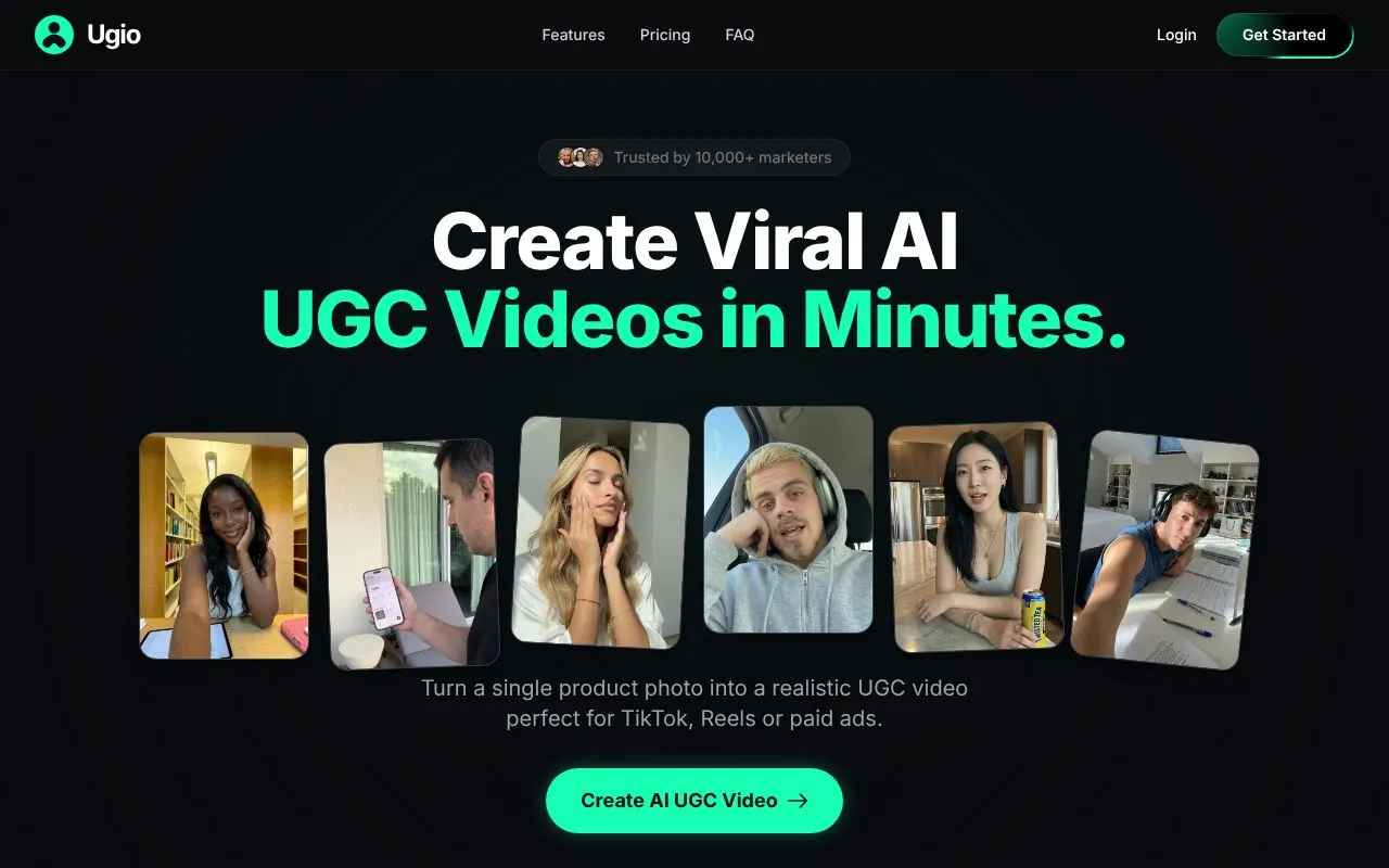 Ugio homepage screenshot
