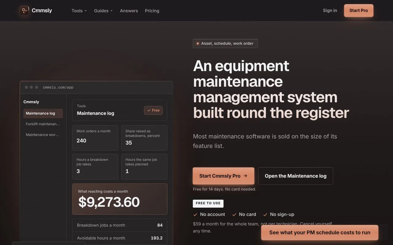 Cmmsly homepage screenshot