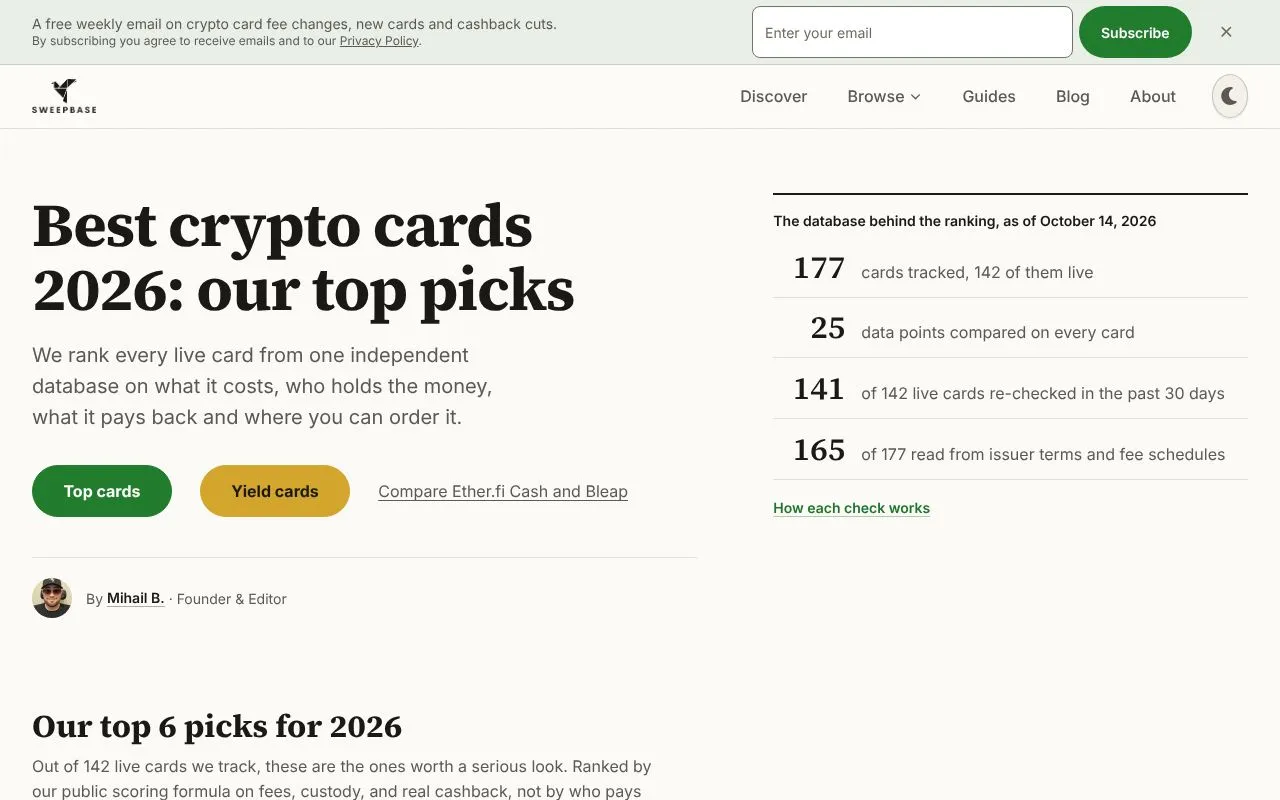 Sweepbase homepage screenshot