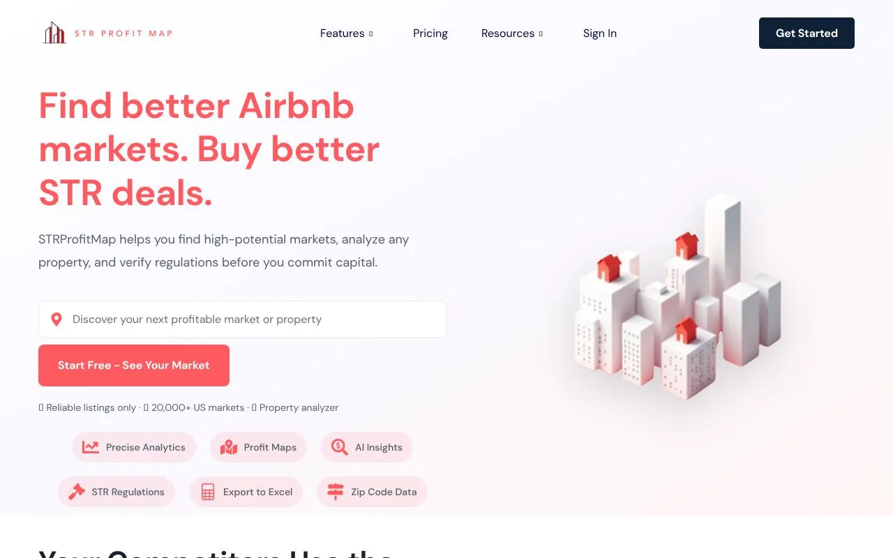 STR Profit Map homepage screenshot