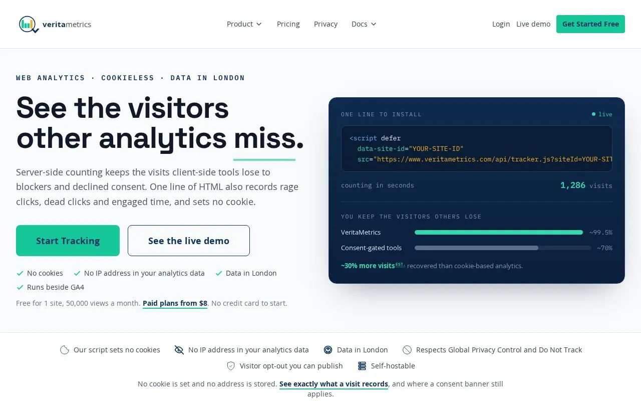 VeritaMetrics homepage screenshot