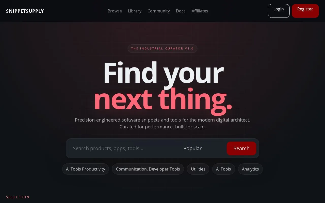 SnippetSupply homepage screenshot