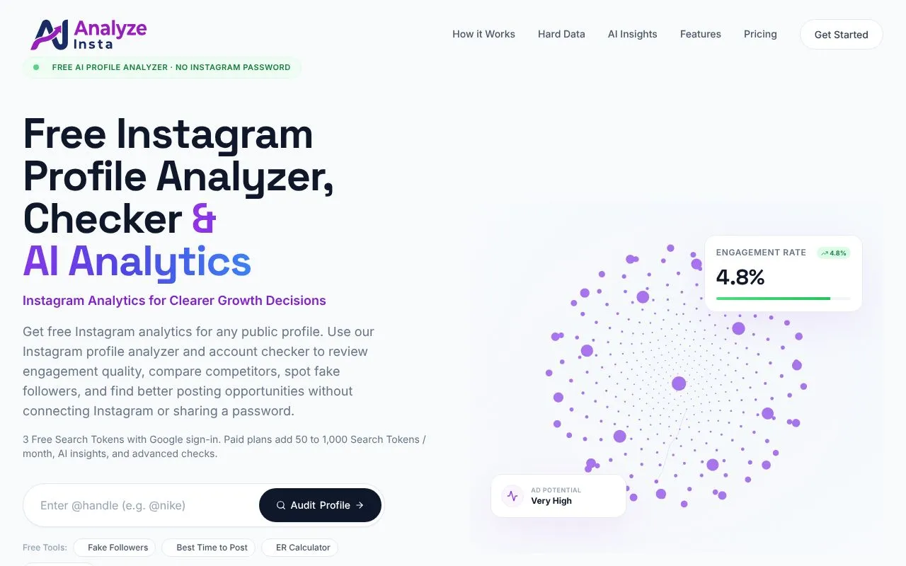 AnalyzeInsta homepage screenshot