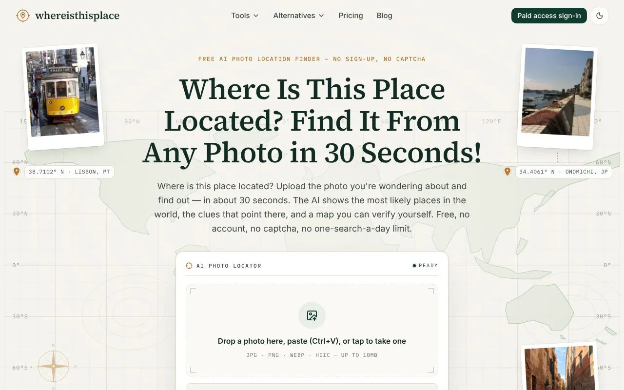 whereisthisplace homepage screenshot