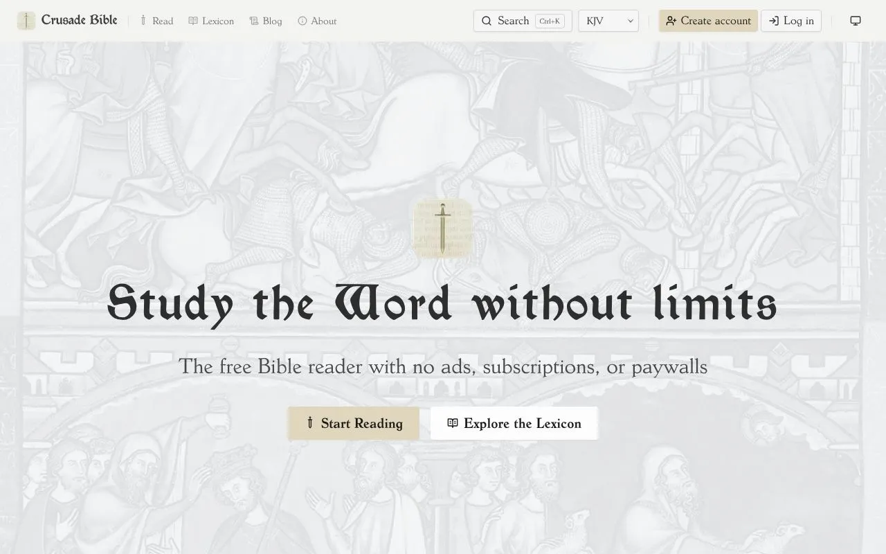Crusade Bible homepage screenshot
