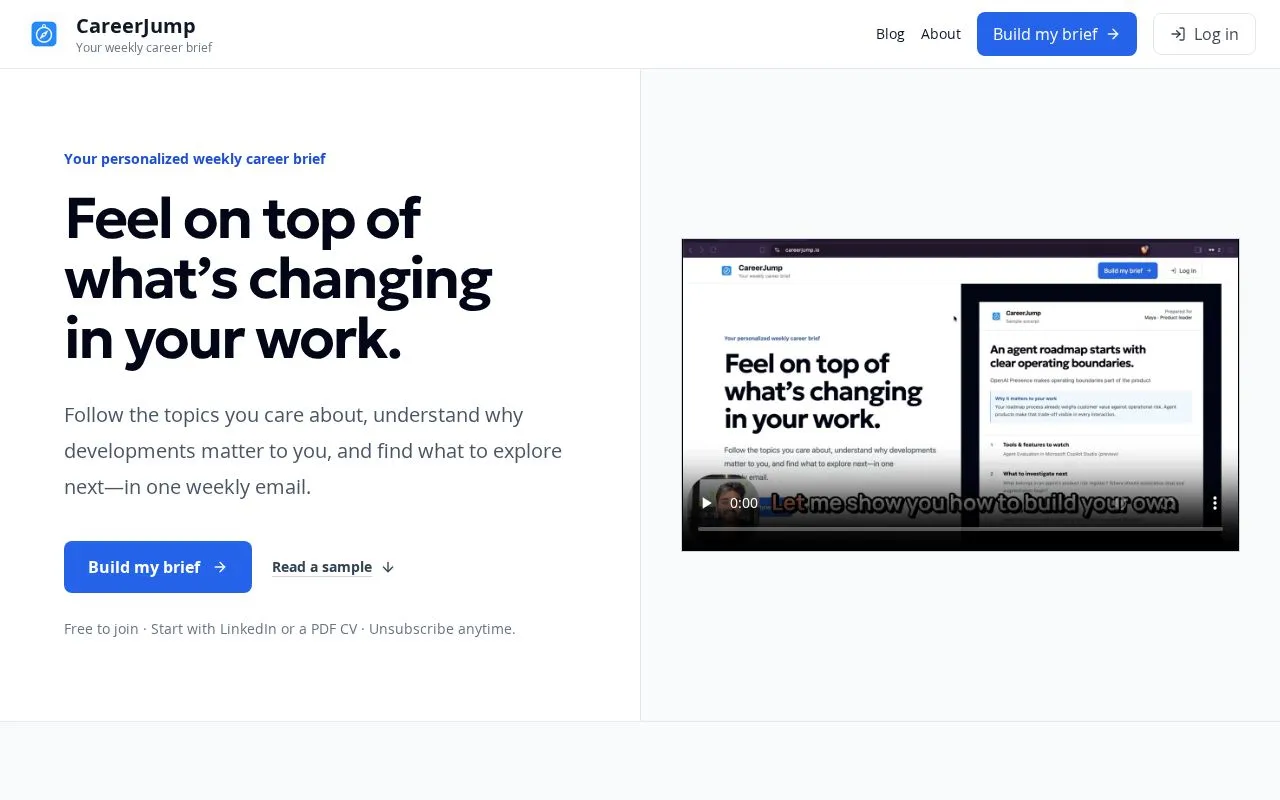 CareerJump homepage screenshot