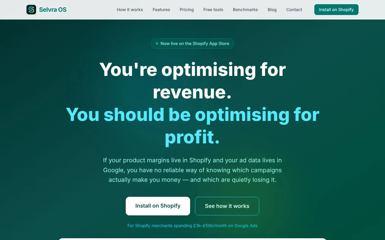 Selvra OS homepage screenshot
