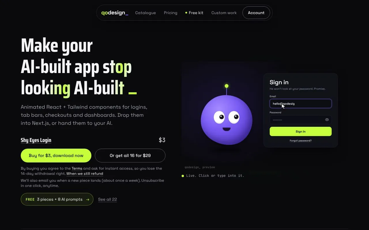 qodesign homepage screenshot