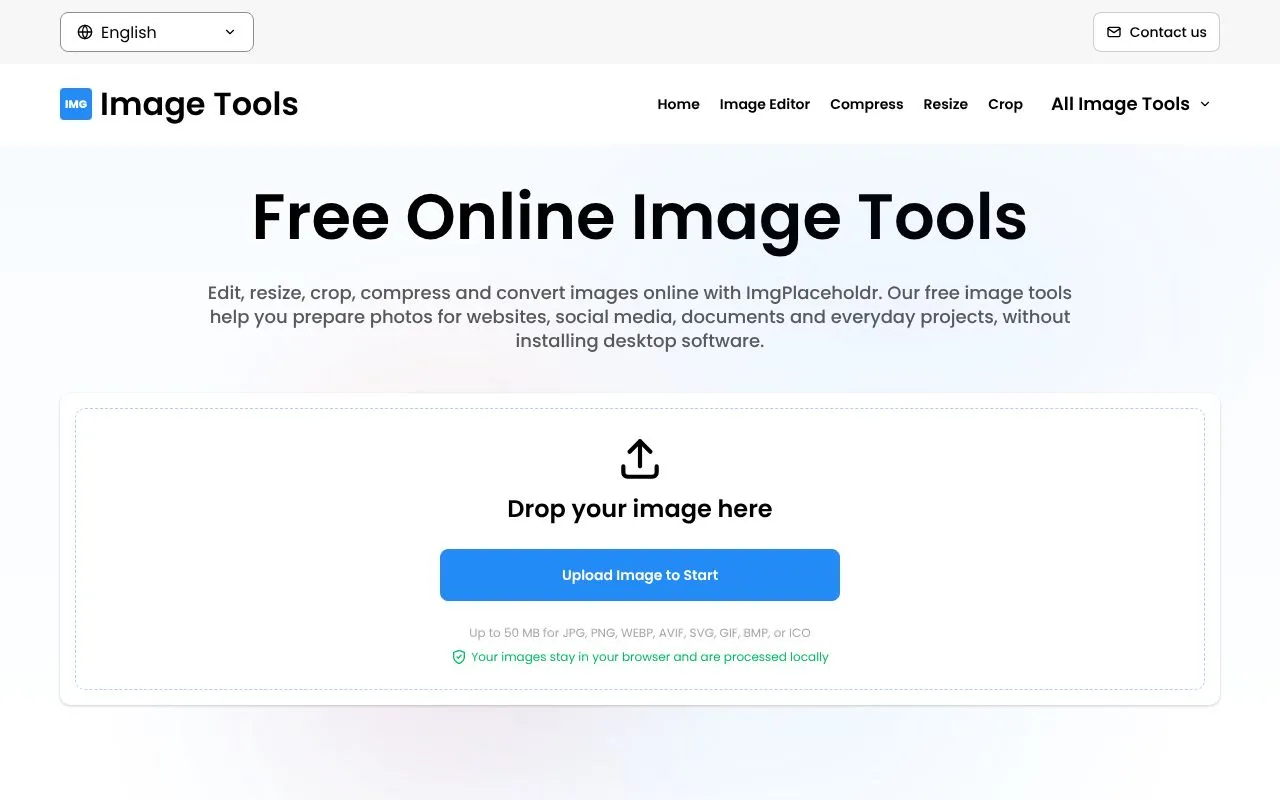 Image Tools homepage screenshot