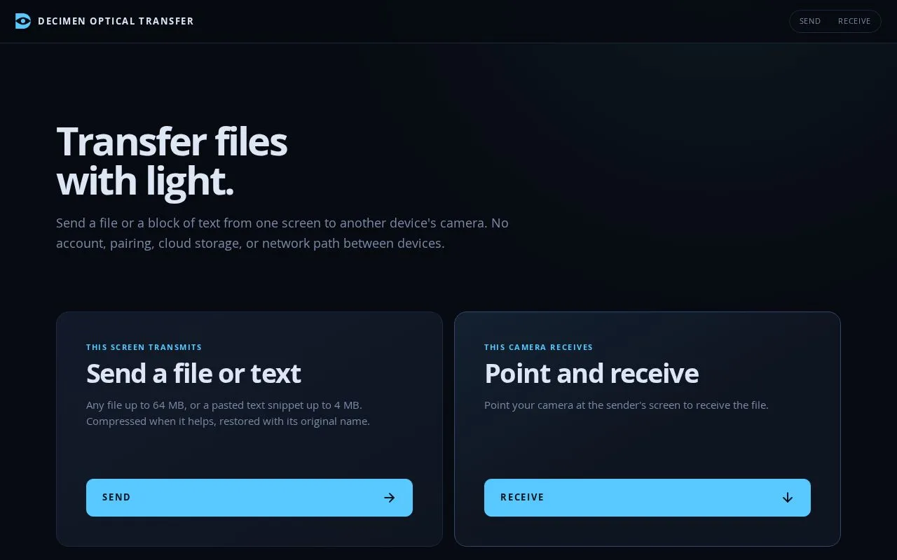 Decimen Optical Transfer homepage screenshot