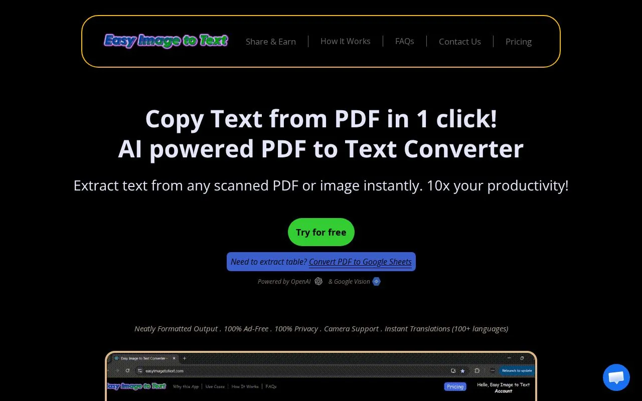 Easy Image to Text homepage screenshot