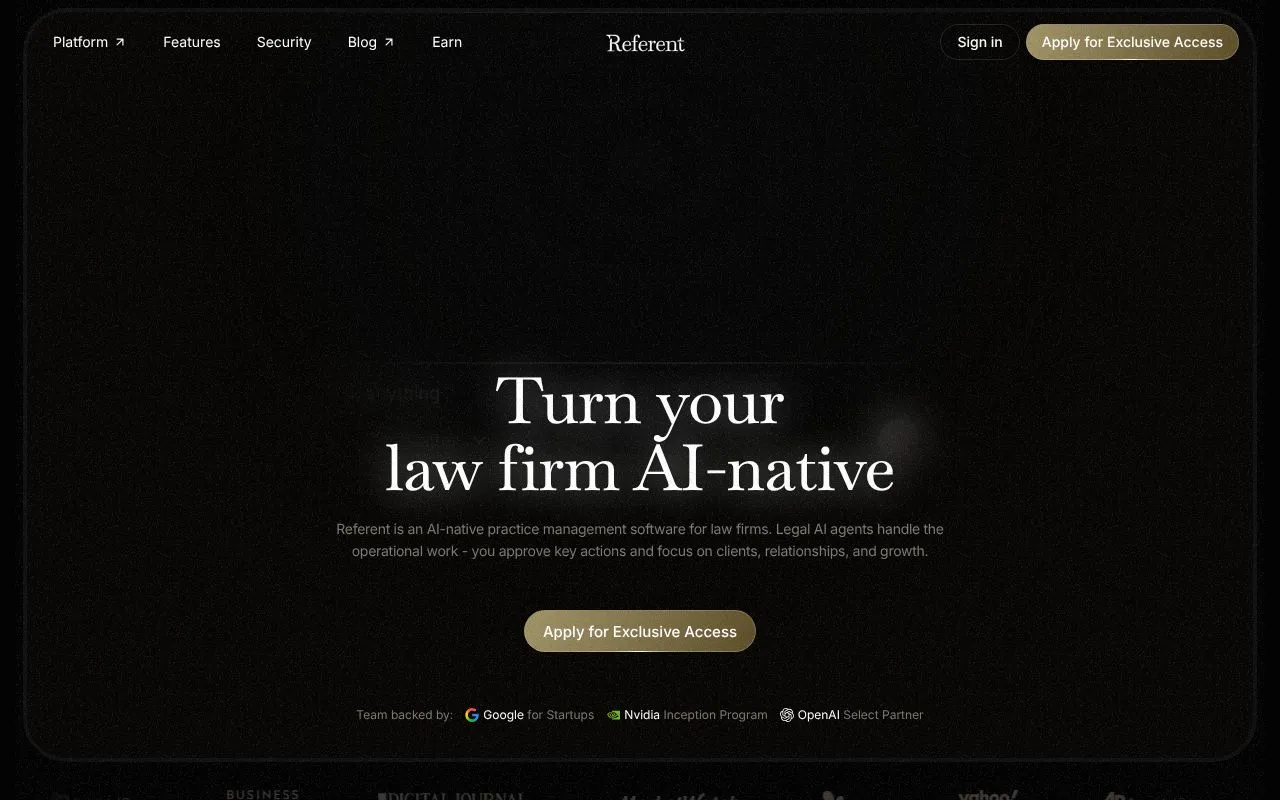 Referent homepage screenshot