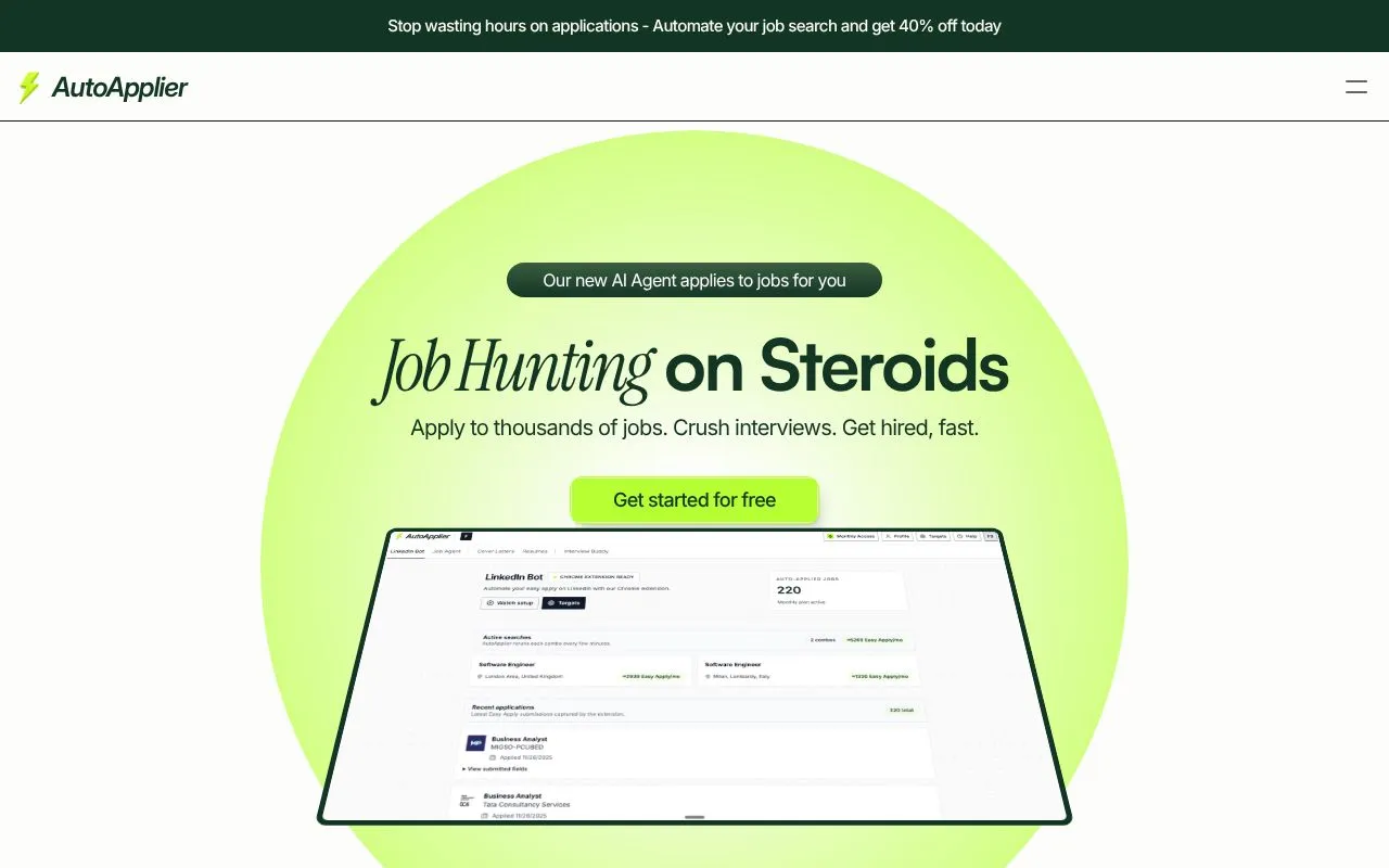 AutoApplier homepage screenshot