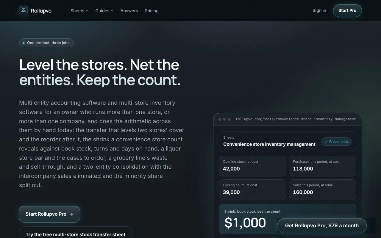 Rollupvo homepage screenshot
