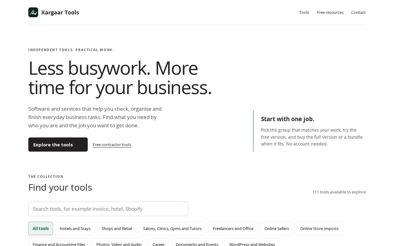 Xargaar Tools homepage screenshot