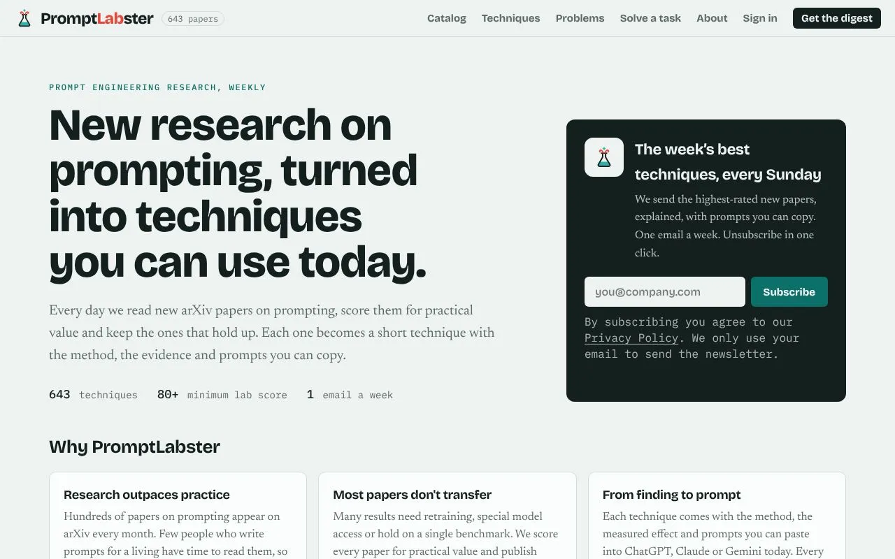 PromptLabster homepage screenshot