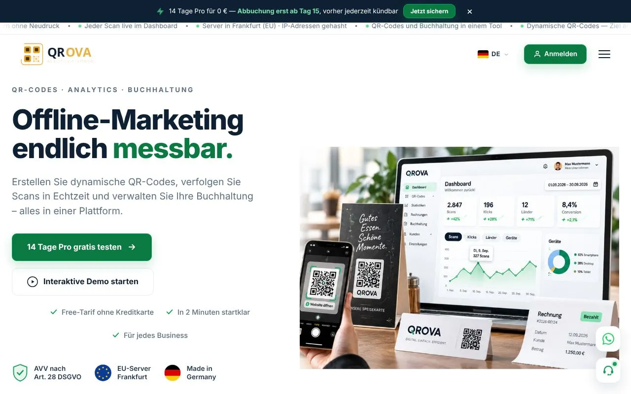 QROVA homepage screenshot
