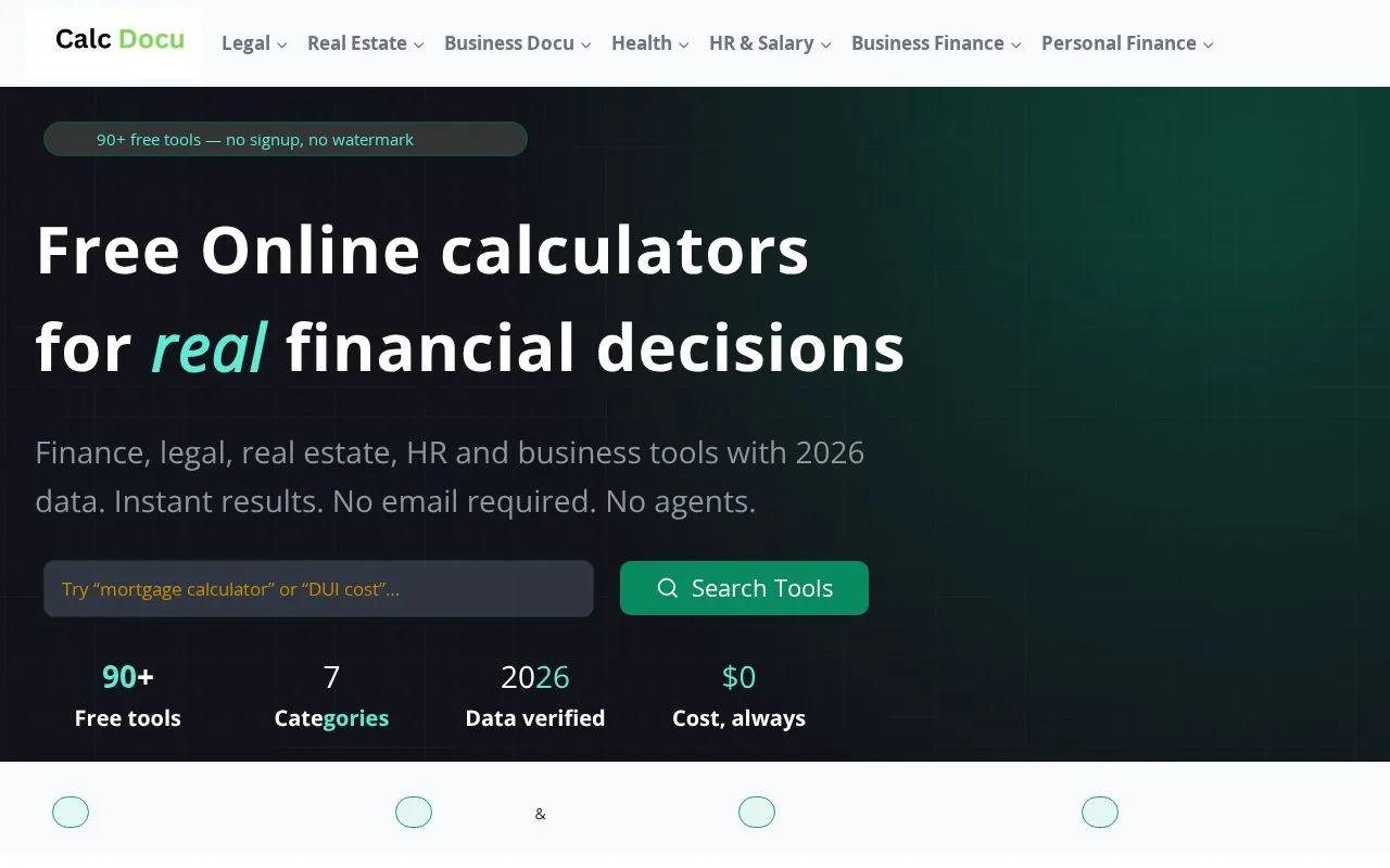 Calc Docu homepage screenshot