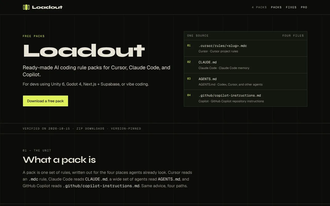 Loadout homepage screenshot