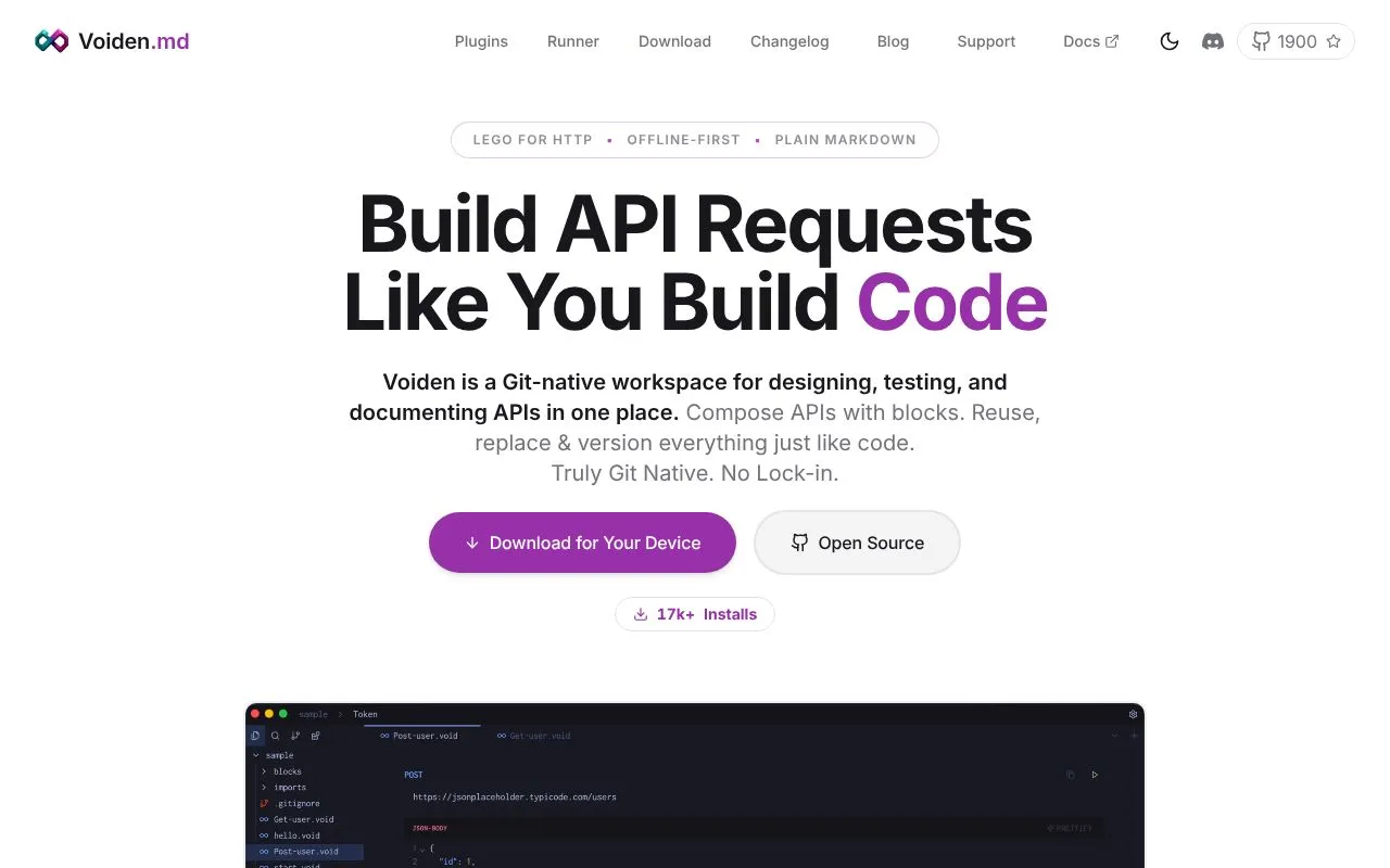 Voiden homepage screenshot