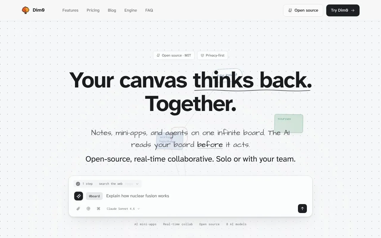 Dim0 homepage screenshot