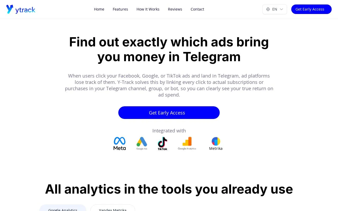 Y-Track homepage screenshot