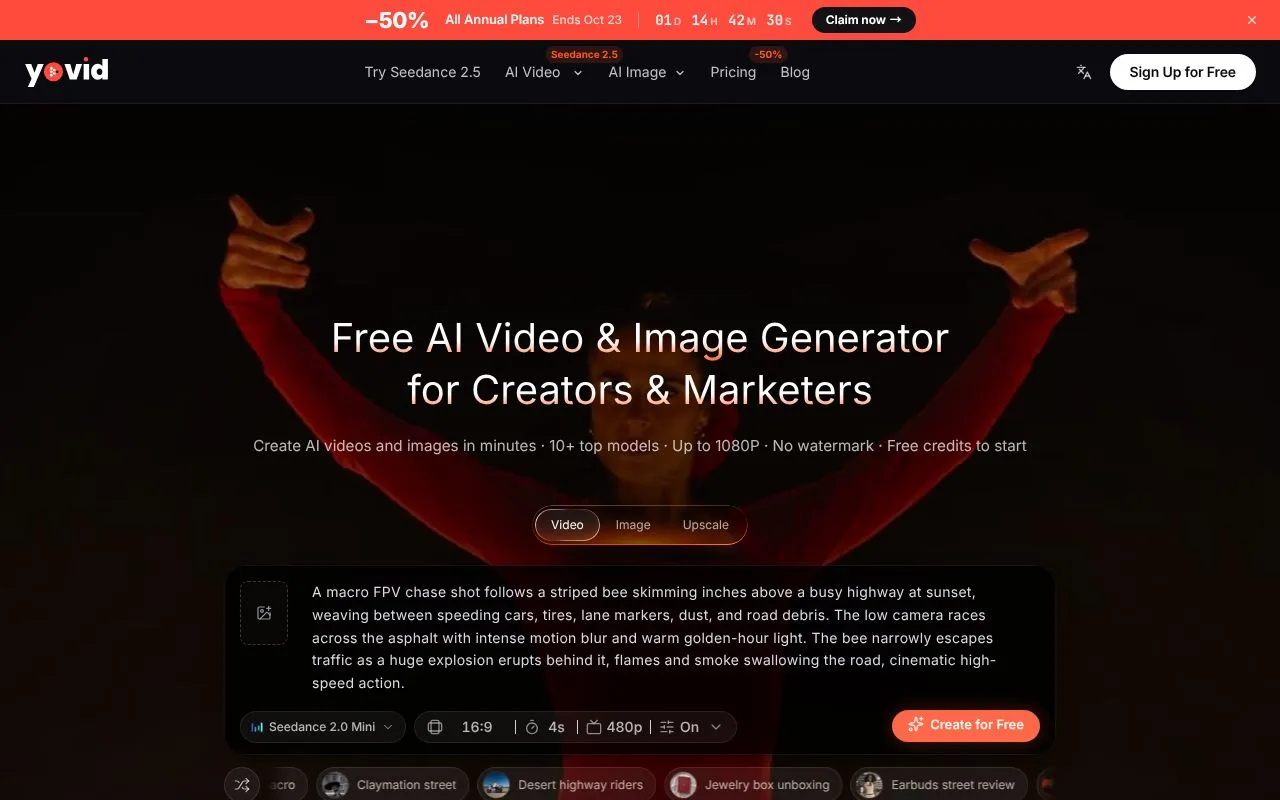 Yovid homepage screenshot