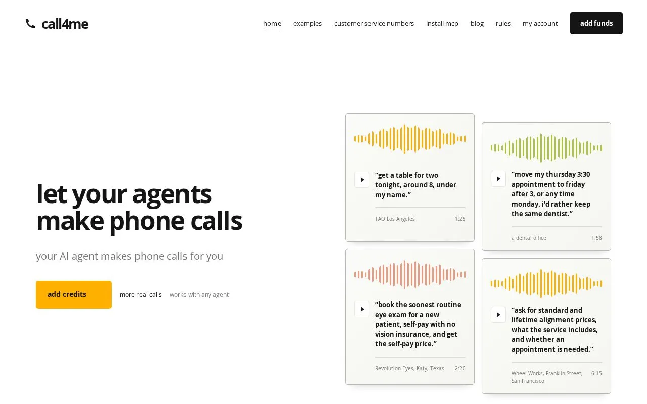 call4me homepage screenshot