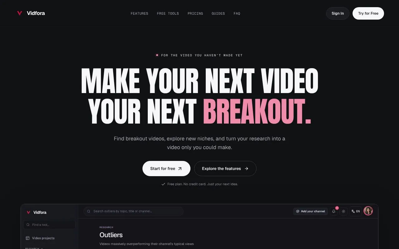 Vidfora homepage screenshot