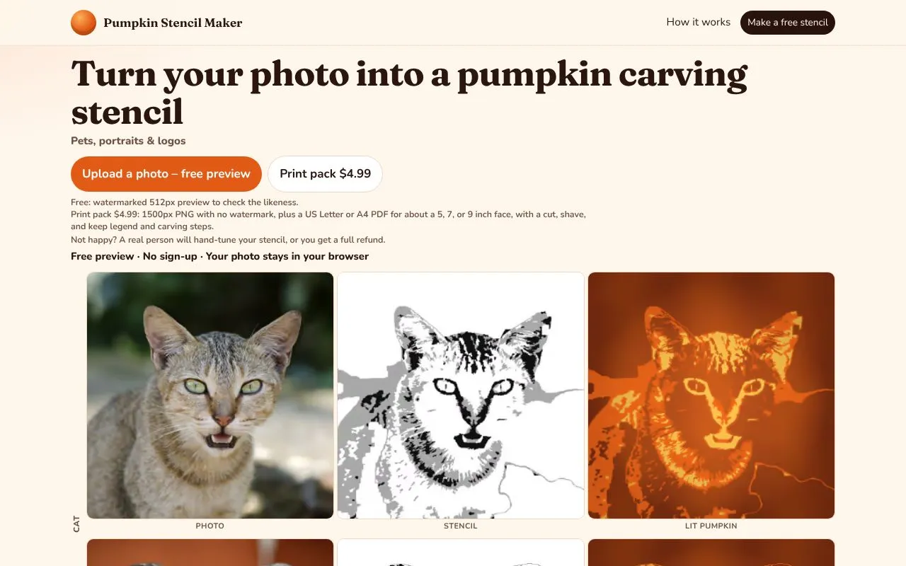 Pumpkin Stencil Maker homepage screenshot