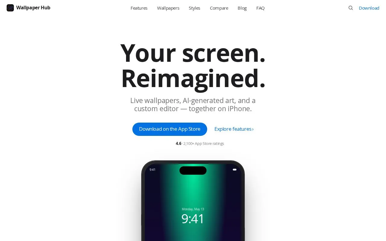 Wallpaper Hub homepage screenshot